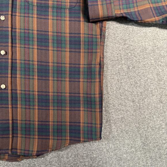 Sir Pendleton Shirt Mens Medium Brown Green Plaid Virgin Wool Button Down - Picture 9 of 16
